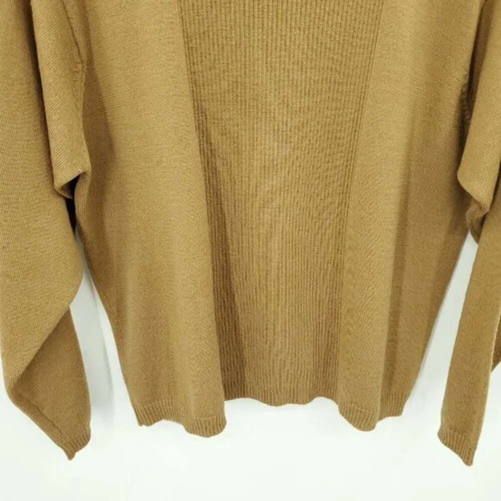 Pendleton 100% Wool Rib-Panel Turtleneck Sweater XL Tan/Camel